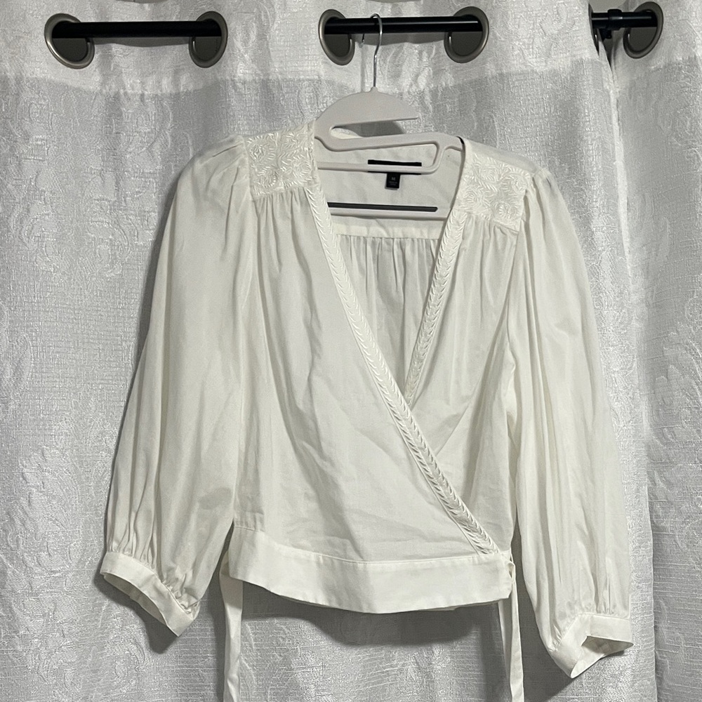 Banana Republic Factory White Wrap Blouse